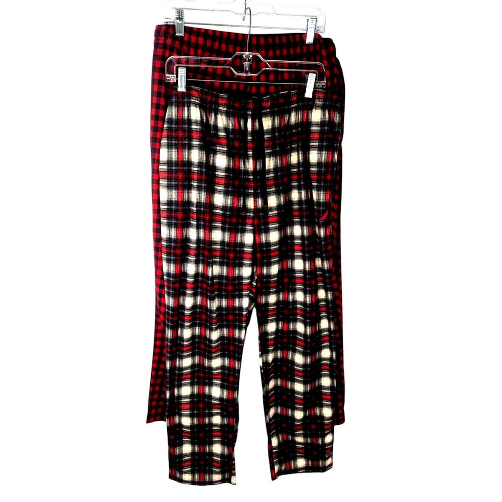 Nautica Men's Plaid Fleece Pajama Pants 2 Pack Buffalo Check Sleep Lounge Large